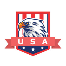 american eagle logo mascot flag background vector image