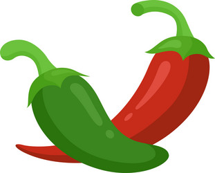 hot green and red pepper set spicy kitchen vector image