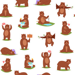 bear seamless pattern cartoon cute animal repeat vector image