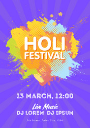 holi spring festival of colors invitation vector image