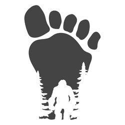 bigfoot in foot print cut out high quality vector image