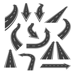 arrow road set arrows with white markings vector image