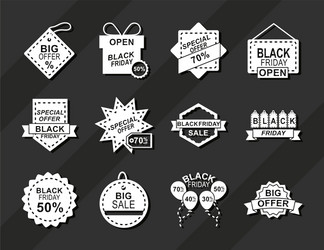 black friday announce season discount offer icons vector image