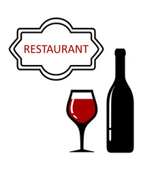 restaurant signboard with glass and bottle vector image