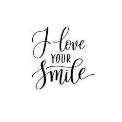 i love your smile black and white hand written vector image