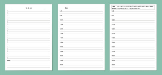 Realistic daily planner set isolated vector