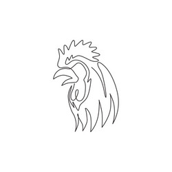 single continuous line drawing brave rooster vector image