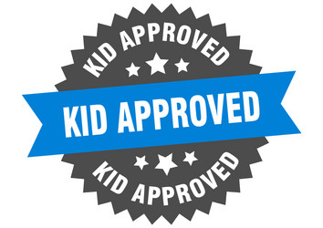 kid approved round isolated ribbon label vector image