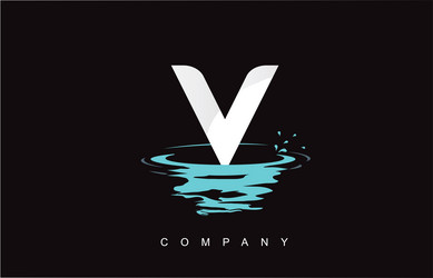 v letter logo design with water splash ripples vector image