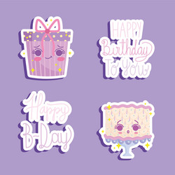 happy birthday stickers vector image