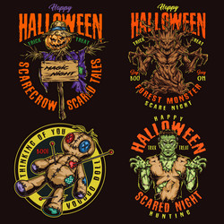 halloween party colorful badges vector image