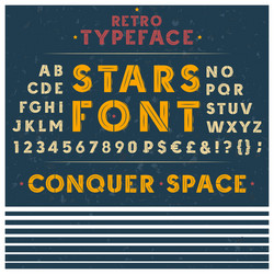 retro font letters numbers and symbols vector image