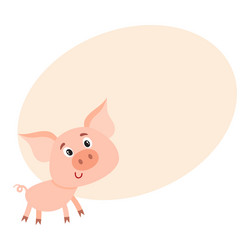 Funny little smiling pig with swirling tail vector