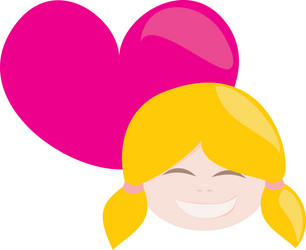 laughing blond girl with pink heart vector image