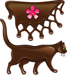 chocolate marmalade flower decor and cat vector image