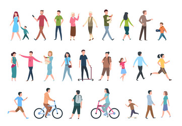 walking people persons in casual clothes crowd vector image