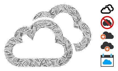 Line clouds icon collage vector