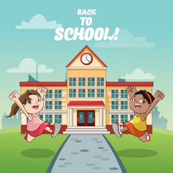 Girl and school building design vector