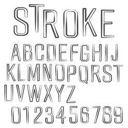 alphabet font black stroke design vector image