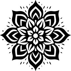 Mandala - black and white isolated icon vector