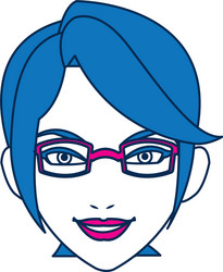 beauty woman face with glasses and blue hair vector image