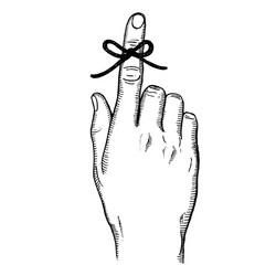 Knot on finger for memory engraving vector