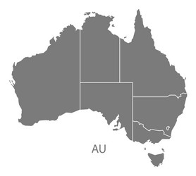 australia map with states grey vector image