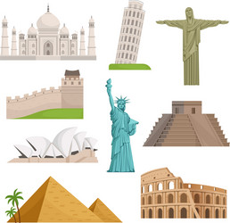 different historical famous landmarks world vector image