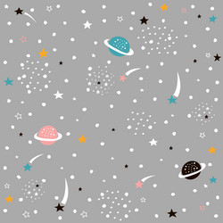 hand drawn space galaxy seamless pattern vector image