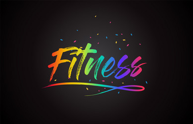 fitness word text with handwritten rainbow vector image