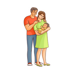 flat cartoon adult couple and infant vector image