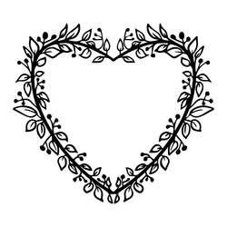 doodle elegant heart frame border monogram vector image