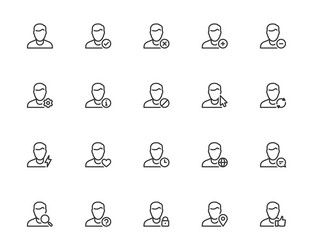 icon set male user avatars for account outline vector image