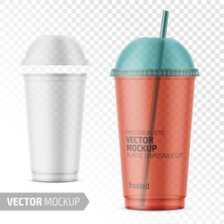 transparent disposable plastic cup with dome lid vector image