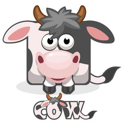 cute cartoon square cow vector image