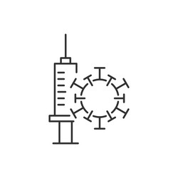 coronavirus vaccine syringe and covid molecule vector image