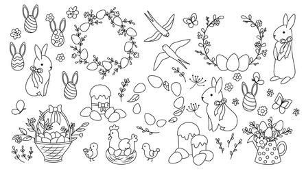 easter boho line set vector image