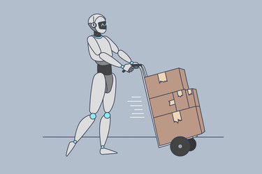 robot assistant deliver packages to clients make vector