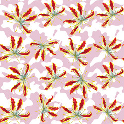 gloriosa seamless pattern camo white pink vector image