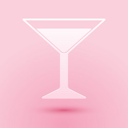 paper cut martini glass icon isolated on pink vector image