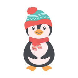 winter of cartoon penguin isolated on white vector image