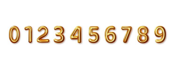 set of gold isolated numbers metallic number vector image