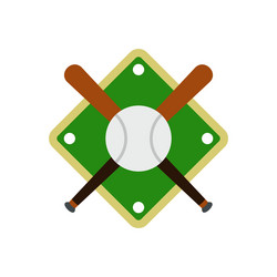 baseball bats and ball on field icon vector image