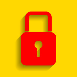 Lock sign red icon with soft vector