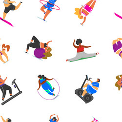 fitness girls plus size seamless pattern health vector image