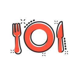 Fork and knife restaurant icon in comic style vector