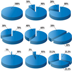 pie graphs in blue color vector image