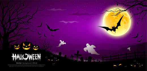 halloween ghost scary purple background vector image