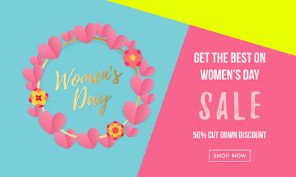 womens day sale poster or banner with heart vector image