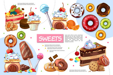 flat sweet products infographic template vector image